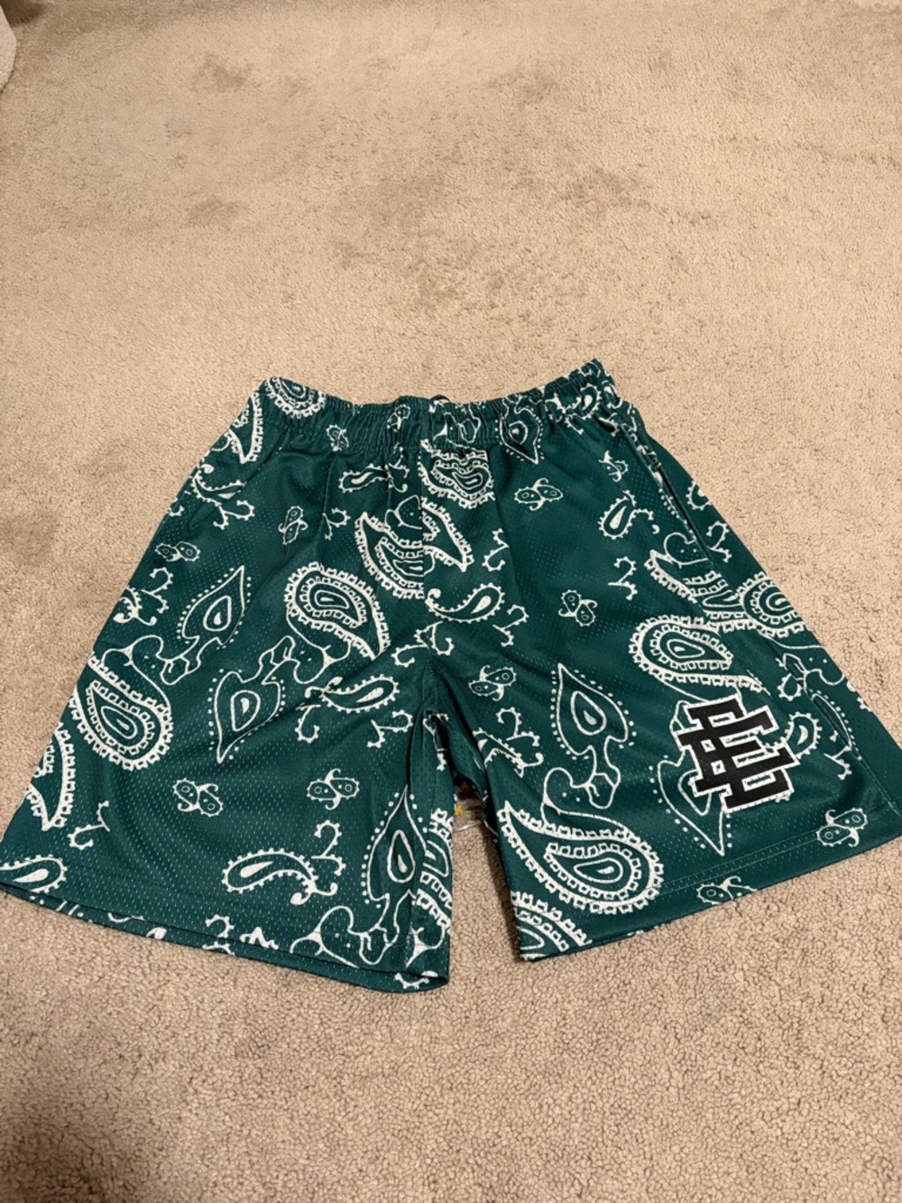Eric Emanuel EE Basic Mesh Shorts - Green Paisley - Size XL